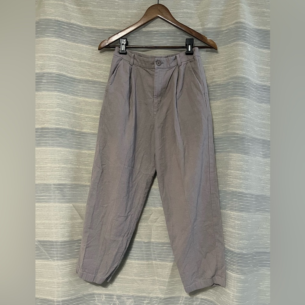 ❌SOLD❌Evam Eva Linen-Cotton Tapered Trouser — Mauve Gray — Size 1